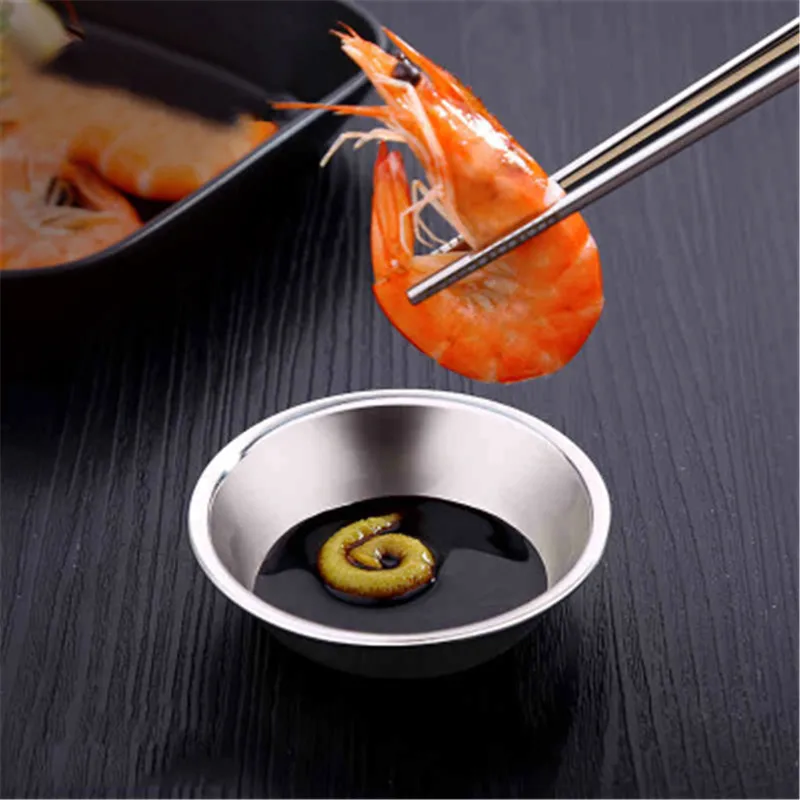 100pcs Stainless Steel Small Dinner Plates Japanese Sushi Korean cuisine Condiment Plates Soy Sauce Chili Sauce Ketchup Plate