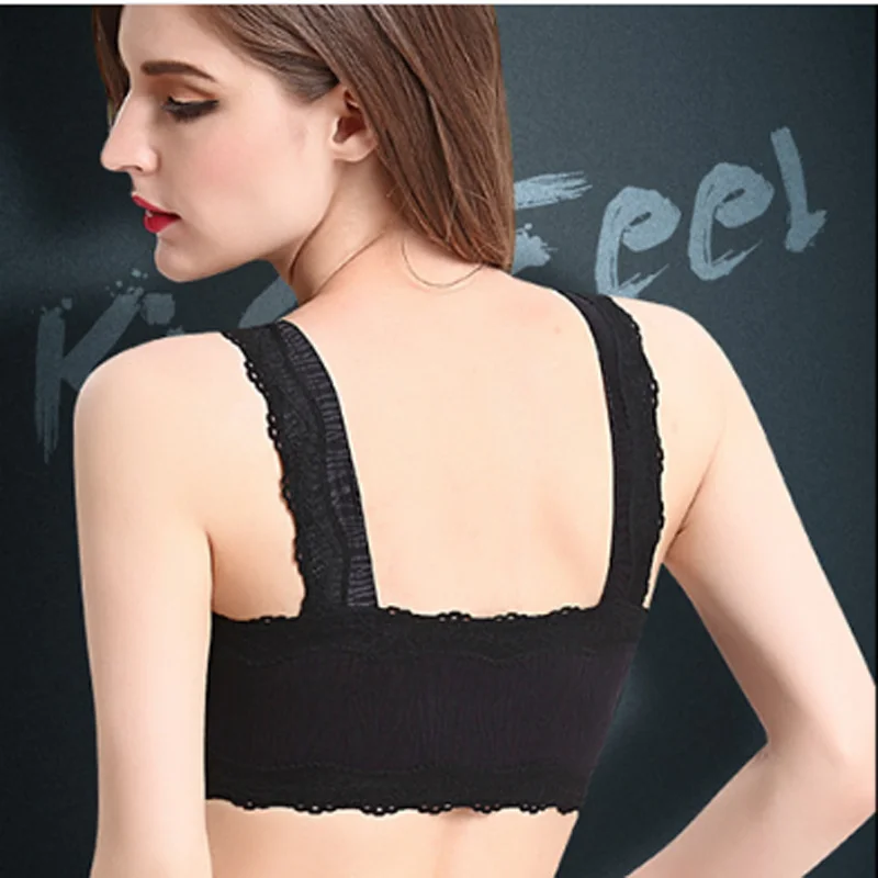 Funklouz Front Zipper Wireless Lace Pocket Bra for Breast Prosthesis Women Mastectomy Bras for Women