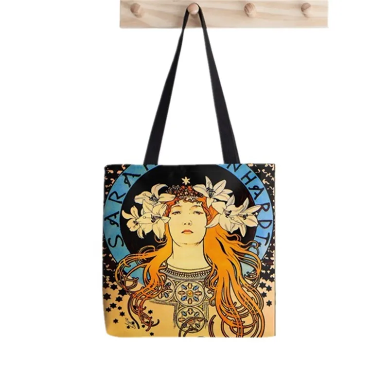 2021 Shopper Alphonse Mucha stampato Tote Bag donna Harajuku shopper divertente borsa ragazza spalla shopping Lady Canvas Bag