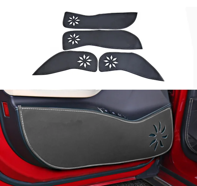 

Black Leather Side Door Anti Kick Pad Cover Trim For Tesla Model S 2014-2018