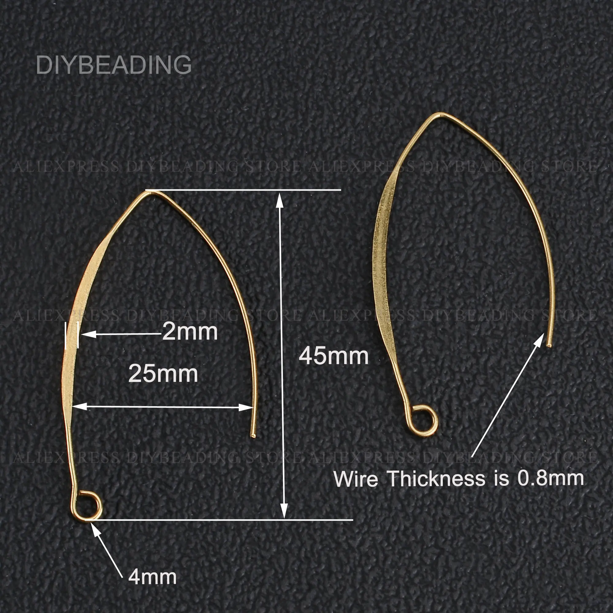 20-1000 Pcs Brass French Hook Earwire Hooks for Fashion Earrings Making Large Size 45mm Metal Earring Material Component Bulk