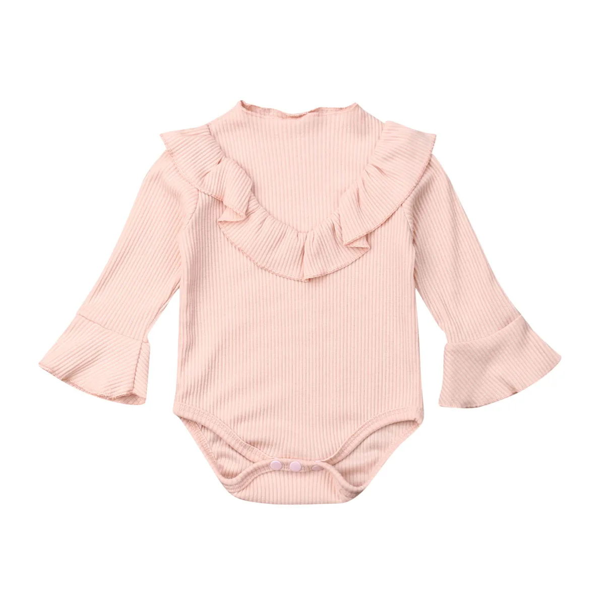 

Newborn Baby Girls Jumpsuit Cute Outfits Bodysuits knitting Flare Long Sleeves Bodysuit Clothes