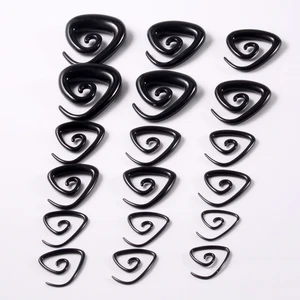 Black Triangle Acrílico Espiral Ear Stretching, Piercing, Redondo, Expansor, Plugs, Body Jewelry, 1.6mm-10mm, 1 Par, Frete Grátis 10 principais vendas espiral alargador - №9
