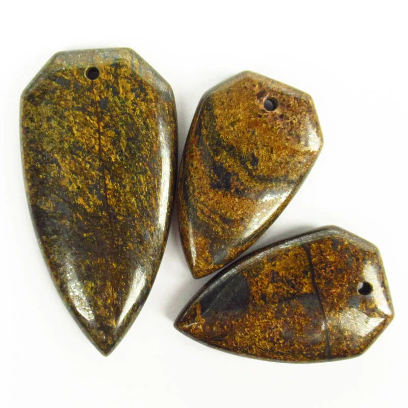 3Pcs 48x25mm/32x20mm Bronzite Coffin Pendant Bead Natural Stone Jewelry Birthday Present for DIY Jewelry Making