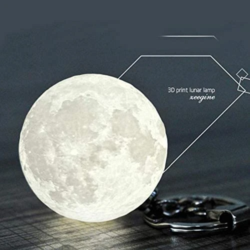 Portable 3D Print Moon Lamp Mini Keychain Decorative Lights Novelty Earth/Saturn/Football Night Lights for Women Children Gifts