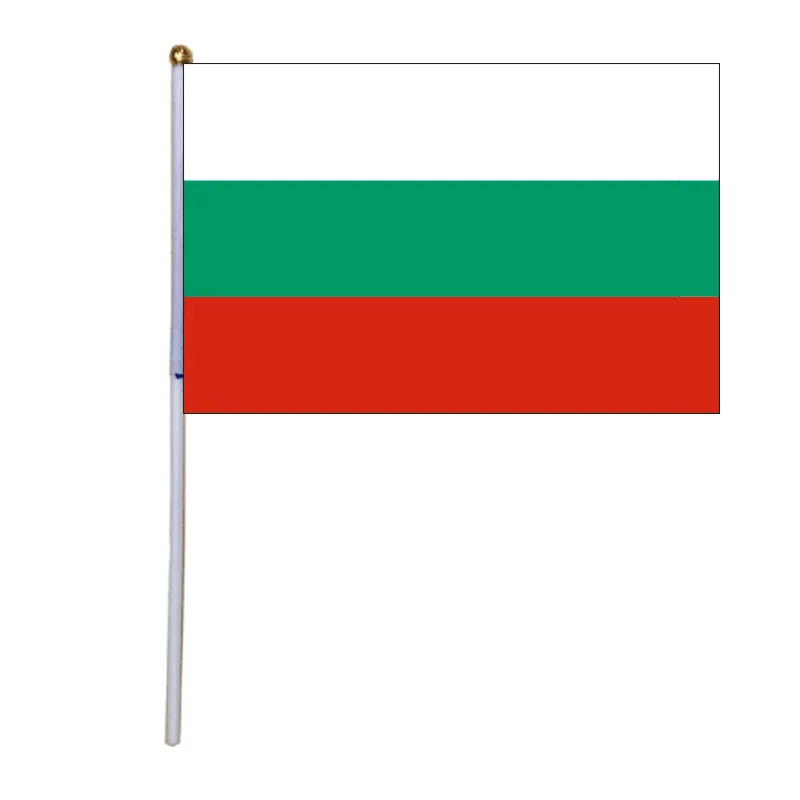 free  shipping  xvggdg  100pcs  14 * 21cm  Bulgaria  hand flag Promotion Wholesale Small  Bulgaria  Hand Waving National Flag