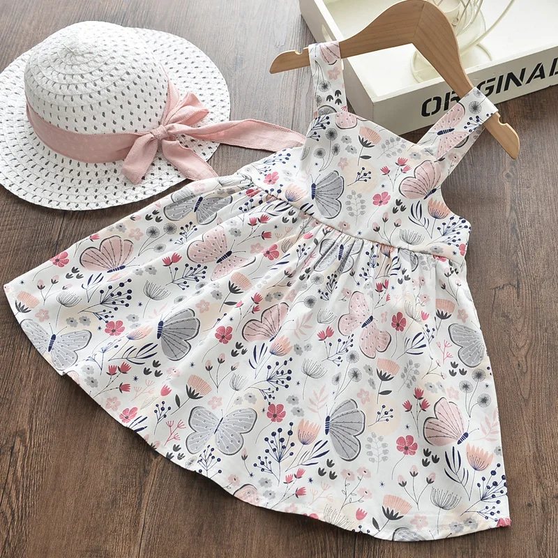 Melario Toddler Baby Cute Bow Girl Dress Flower Princess Infant Girls Sleevless Party Costumes Newborn Lovely Clothes With Hat