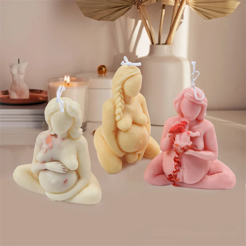 

3D Human Body Art Mother Childbirth Soap Muold Pregnant Woman Home Decorate DIY Homemade Soy Wax For Candle Silicone Candle Mold