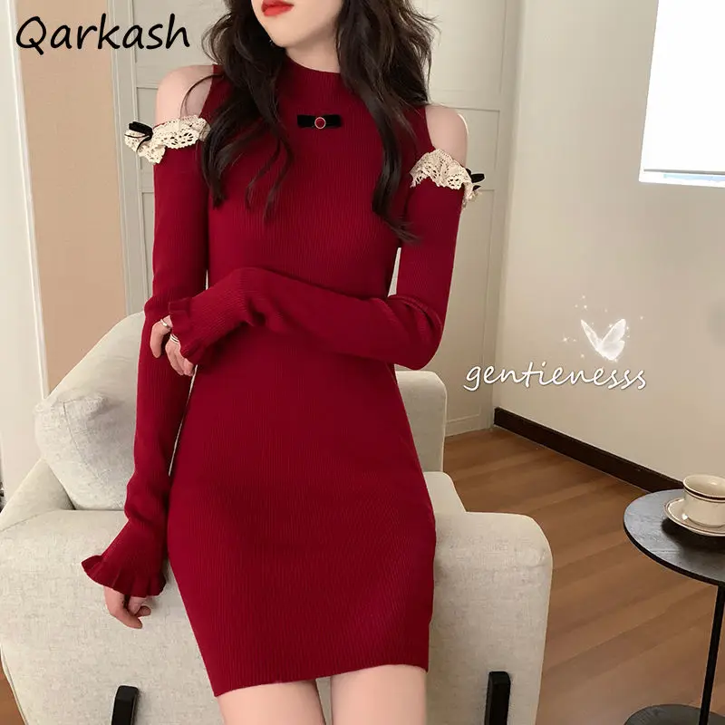 

Mini Dress Women Lace Patchwork Bodycon 4 Colors Spring Party Sexy Design Fashion Vestidos Feminino Ins Empire Ulzzang Mujer New