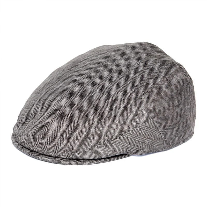 Czapka męska BOTVELA, lniana czapka typu newsboy z wzorem rybiej ości, wysokiej jakości czapka z płaskim daszkiem, czapka typu driver, czapka typu ivy, czapka typu bakerboy, fajna boina dla mężczyzn.