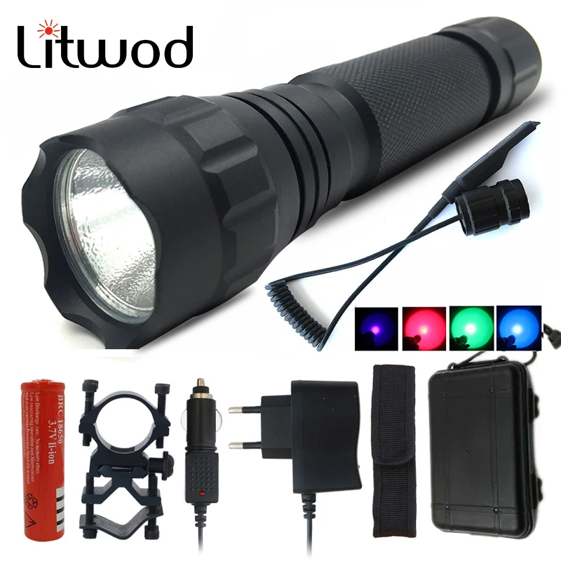 

Hunting L2 T6 Led Tactical Flashlight Remote Switch Waterproof IPX6 Aluminum Shock Resistant Power 18650 Battery Hard Light Bulb