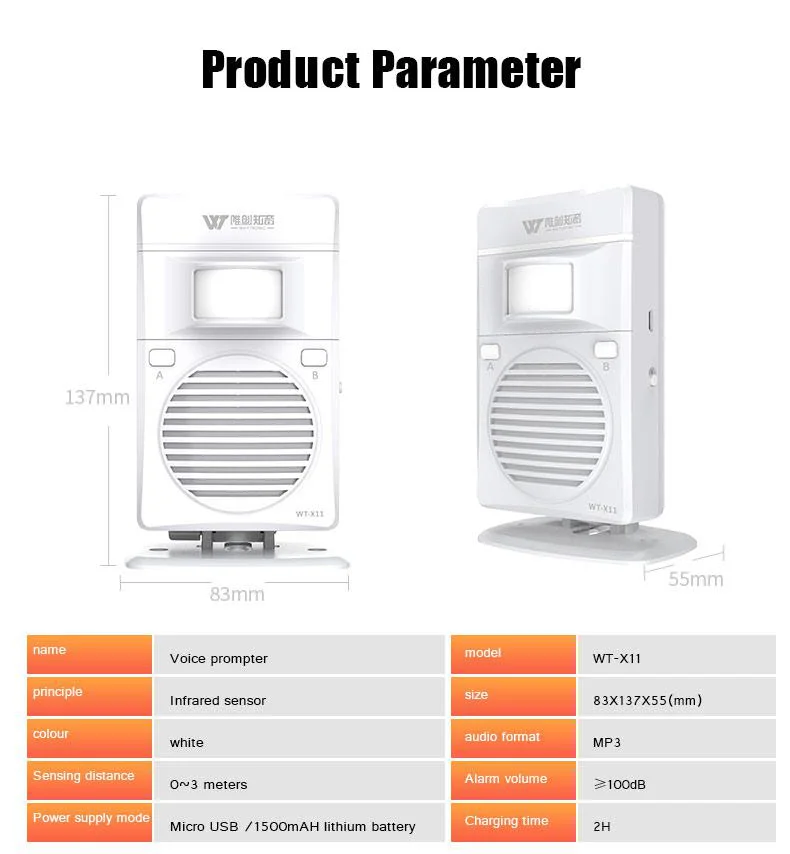 Portable Store Voice Prompt Supermarket Store Entrance And Exit Voice Broadcast Doorbell Access Security Sensor