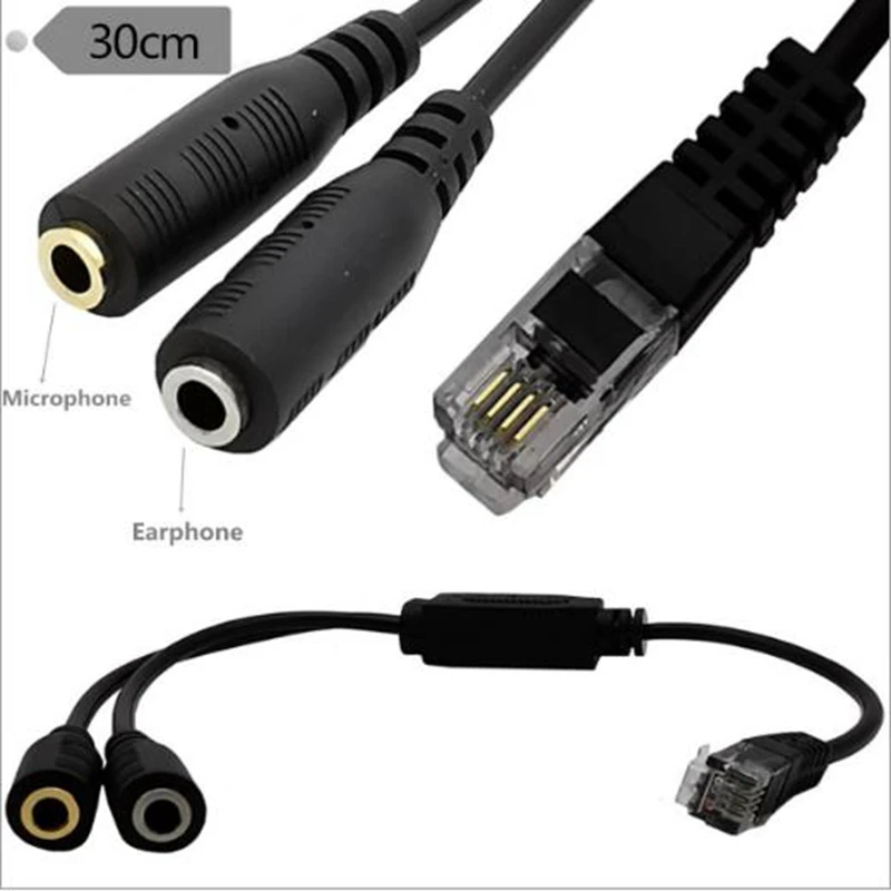 30cm new dual 3.5mm audio jack female to male RJ9 plug adapter converter cable PC computer headset phone use