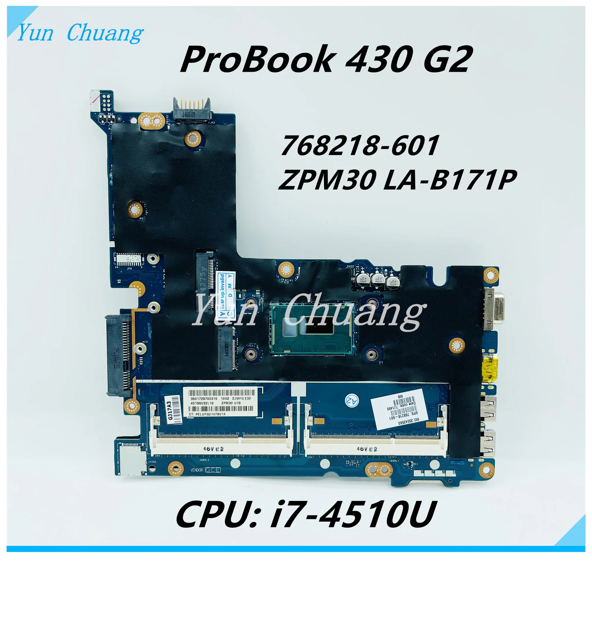 

Материнская плата ZPM30 для ноутбука HP ProBook 430 G2 с SR1EB LA-B171P 100% полностью протестированная 768218-601 768218-501 768218-001