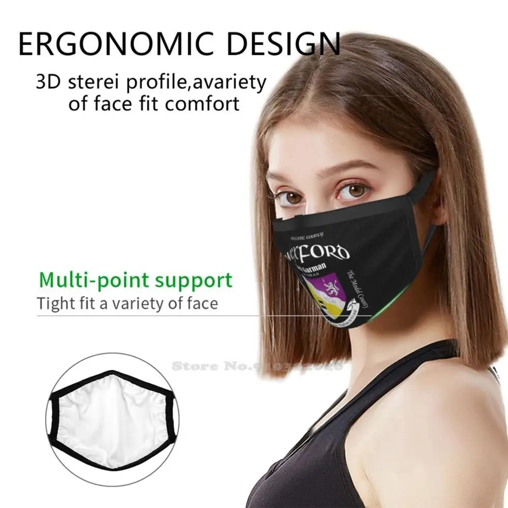 Irland-Wex Mode Männer Frauen Outdoor-Sport atmungsaktive Maske Mund masken Irland Irish Wex County Irish American Vorfahren