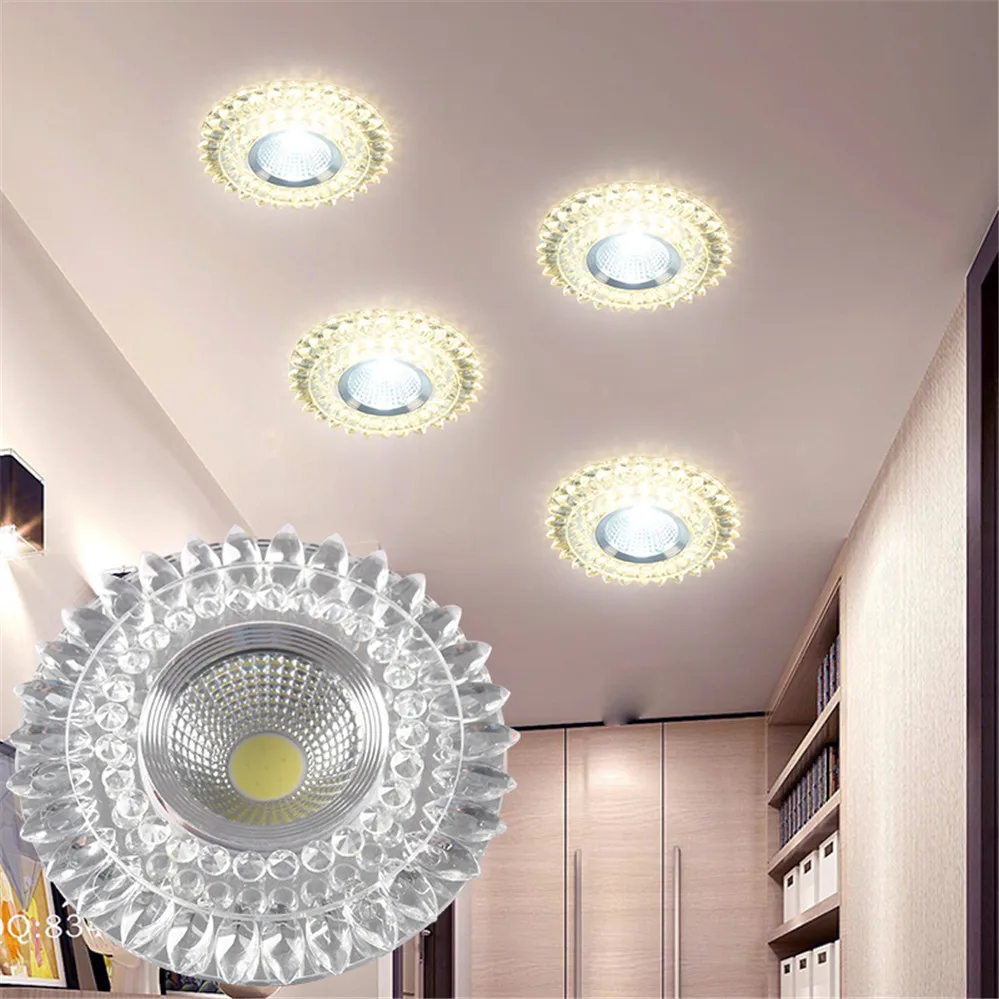 Imagem -03 - Modern Glass Crystal Garland Led Indoor Downlight Sala de Estar Cozinha Restaurante Teto Iluminação Colorida Bully Eye Lamp