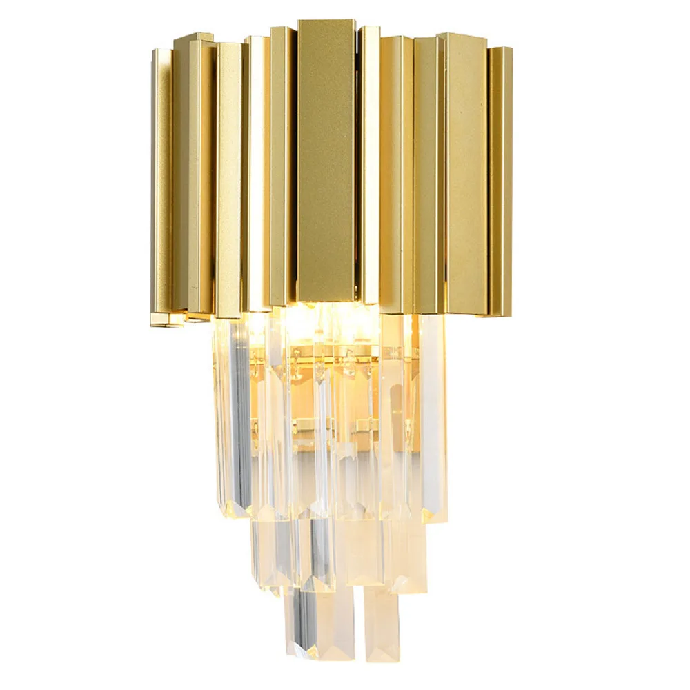 Royal Luxury Crystal Bedroom Wall light Modern Golden Base Bathroom Wall Sconces Corridor Hallway Washroom Wall Lamp