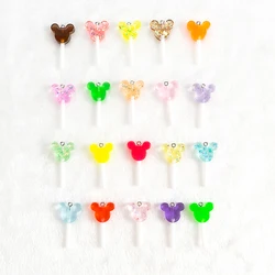 10Pcs 39mm*21mm  Glitter Resin Lollipops Accessories  Flatback Cartoon  Candy  Charms  For Necklace Keychain Pendant DIY Making