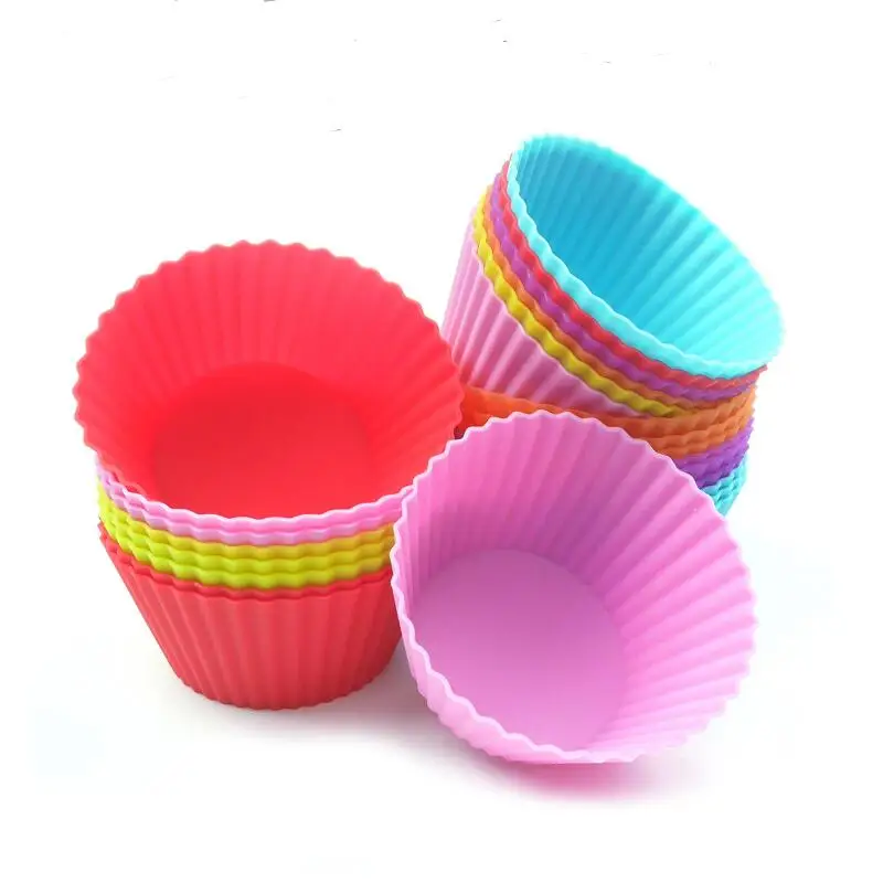 7cm Silicone Soft Round Cake Muffin Chocolate Cupcake Molds Bakeware Baking Cup Liner Molds Tray LX8038