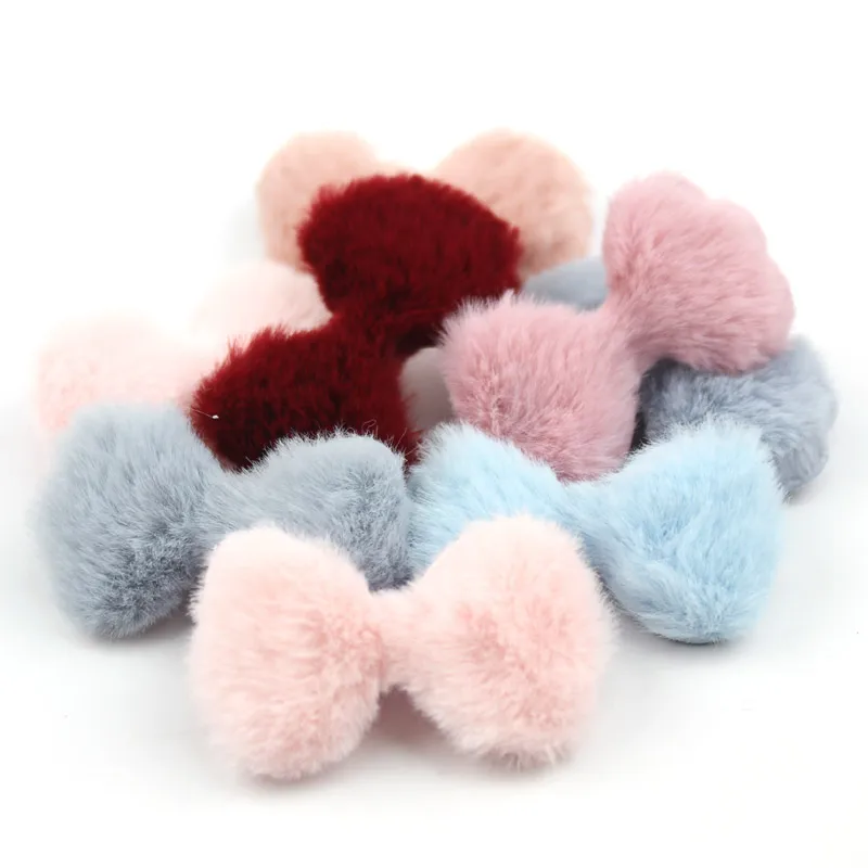 

36Pcs 3.5*5.5cm Furry Felt Bowknot Padded Plush Appliques For Children's Crafts Handmade BB Clip Hat Decor Ornament Accessories