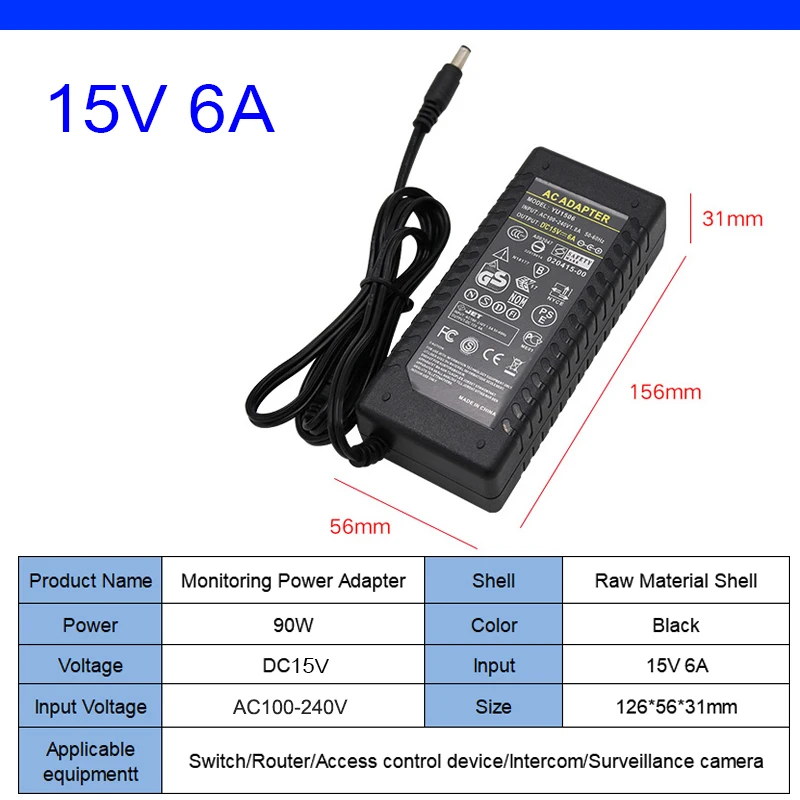 Alimentatore di commutazione 1A 2A 3A 3.2A 5A 6A 7A 8A 8.5A 10A LED del trasformatore di illuminazione di DC5V 12V 15V 24V 48V