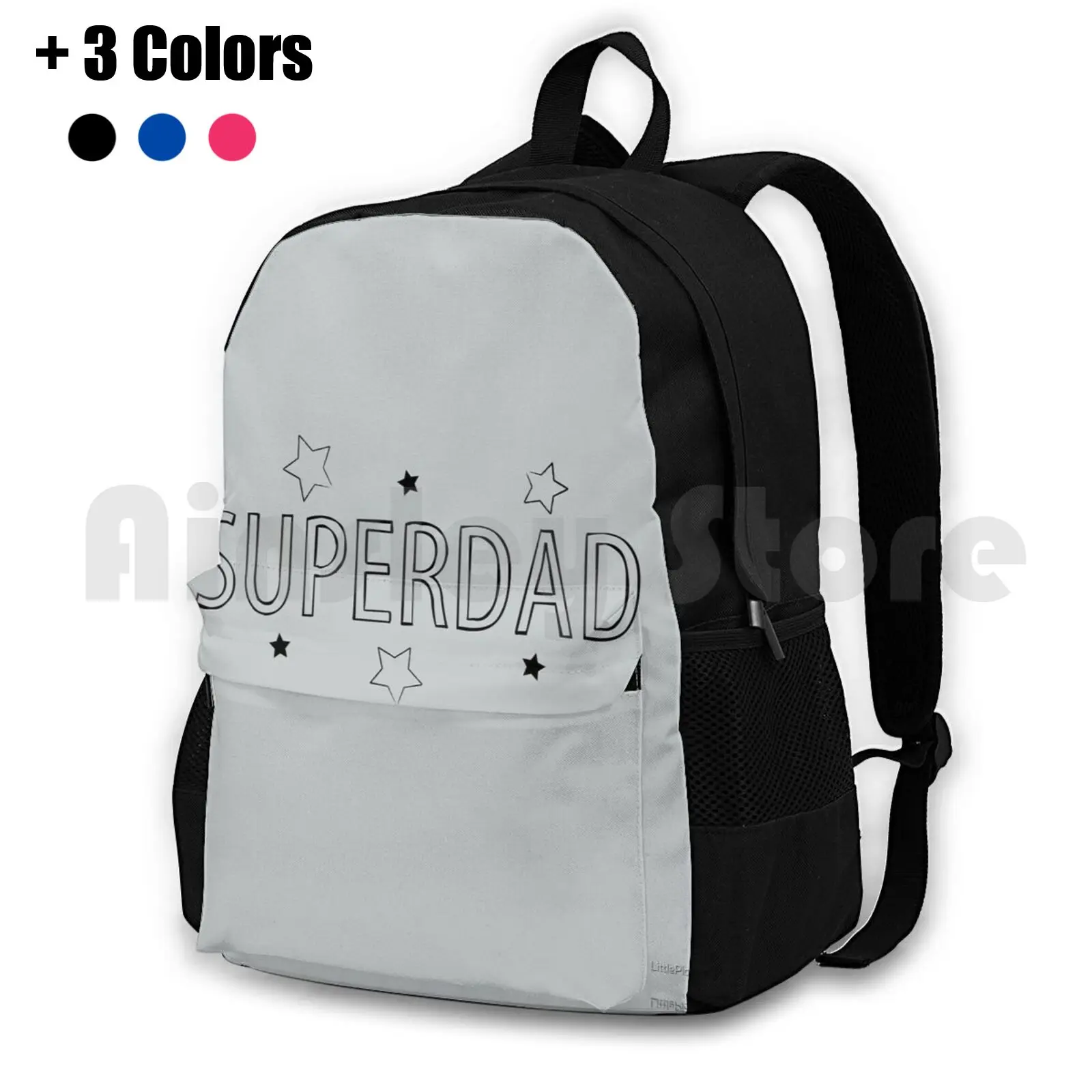 Superdad Outdoor Hiking Backpack Waterproof Camping Travel Dad Superhero Daddy Father Stars Hero Power