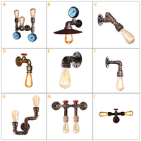 Industrial Wall Lamp Vintage Iron Rust Plated Water Pipe Lights Fixture E27 Loft Wall Lighting Sconce for Home Restaurant Bar