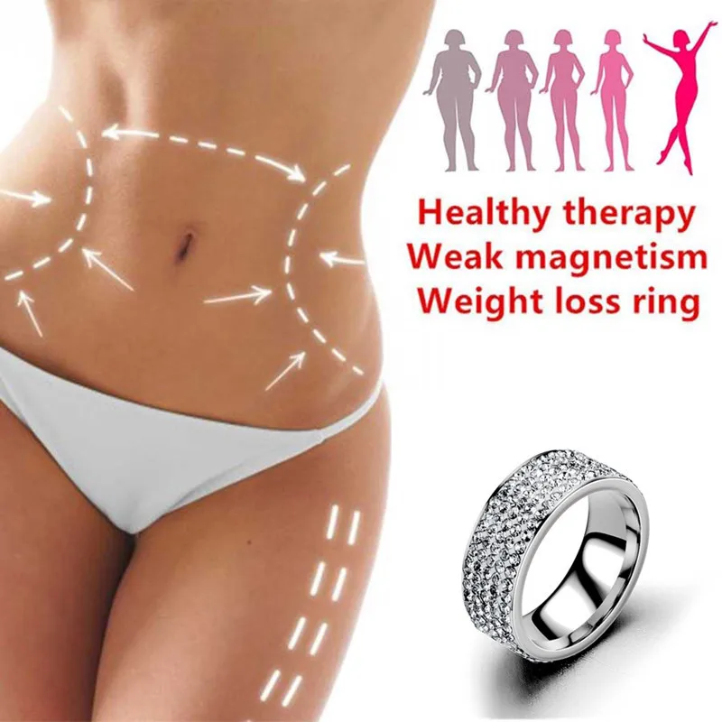 2020 new Fashion Stainless Steel Rhinestone Magnetic Slimming Weight Loss Care Fitness Lose Weight Burning five rows of ring