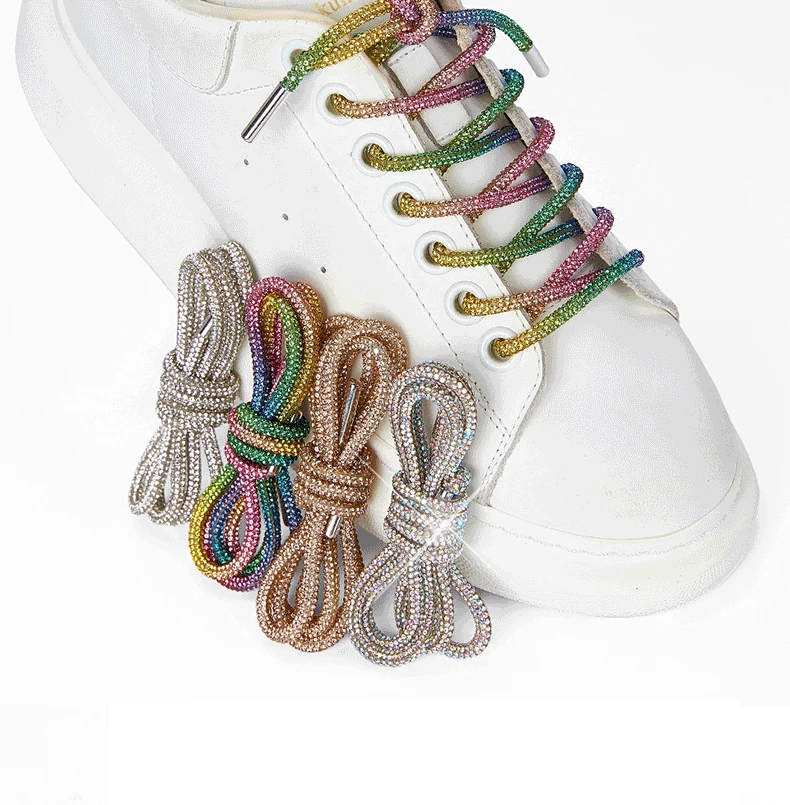 1 Stück runde Strass-Schnürsenkel, Regenbogen-Diamant-Schnürsenkel, Sneaker-Schnürsenkel, Kordelzug, DIY-Hosen-, Hoodie-, Kleid- und Gürtelzubehör – Detail 5