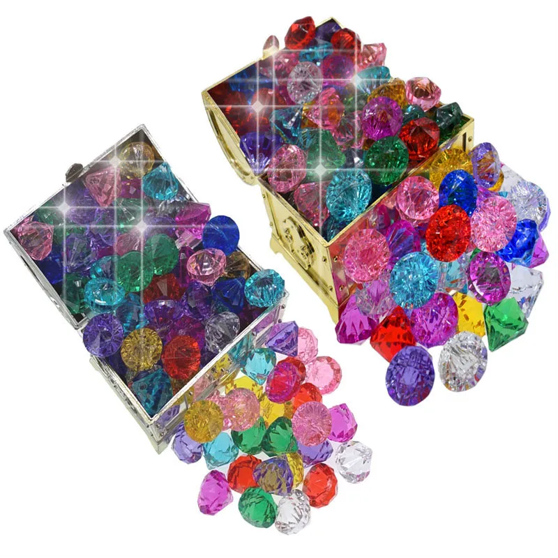 

Multicolor acrylic diamond gems faceted beads table vase filler crystal pirate gems treasure box jewelry Party Decorations 15.0m