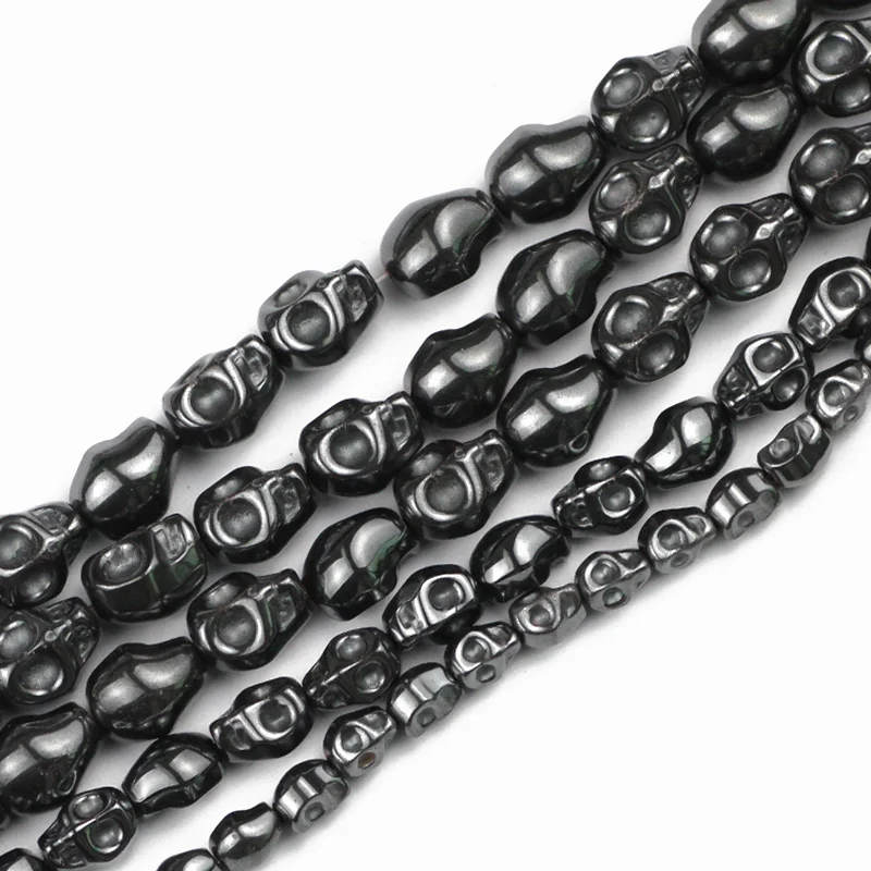 UPGFNK Natural Stone Skull Shape Black Hematite Spacer charm Loose Beads For Jewelry Making DIY Bracelet Necklace 4mm 6mm 8mm