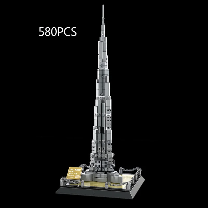 World Famous Modern Architecture Micro Diamond Block United Arab Emirates Dubai Burj Khalifa Tower Building Brick Toy Nanobricks