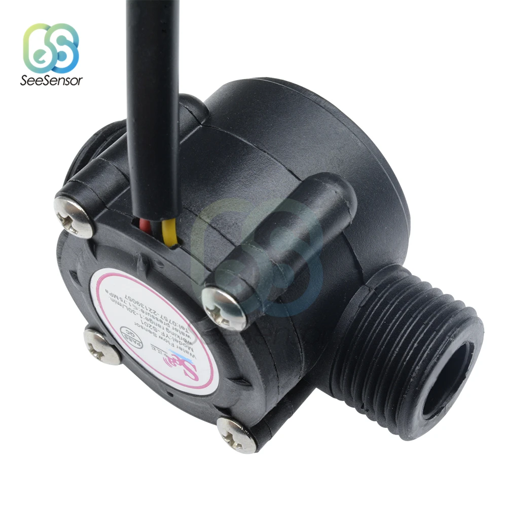 DC 5V-18V Water Flow Sensor Flowmeter Hall Flow Sensor Water Control Liquid Flow Sensor Switch 1-30L/min 1.75Mpa YF-S201