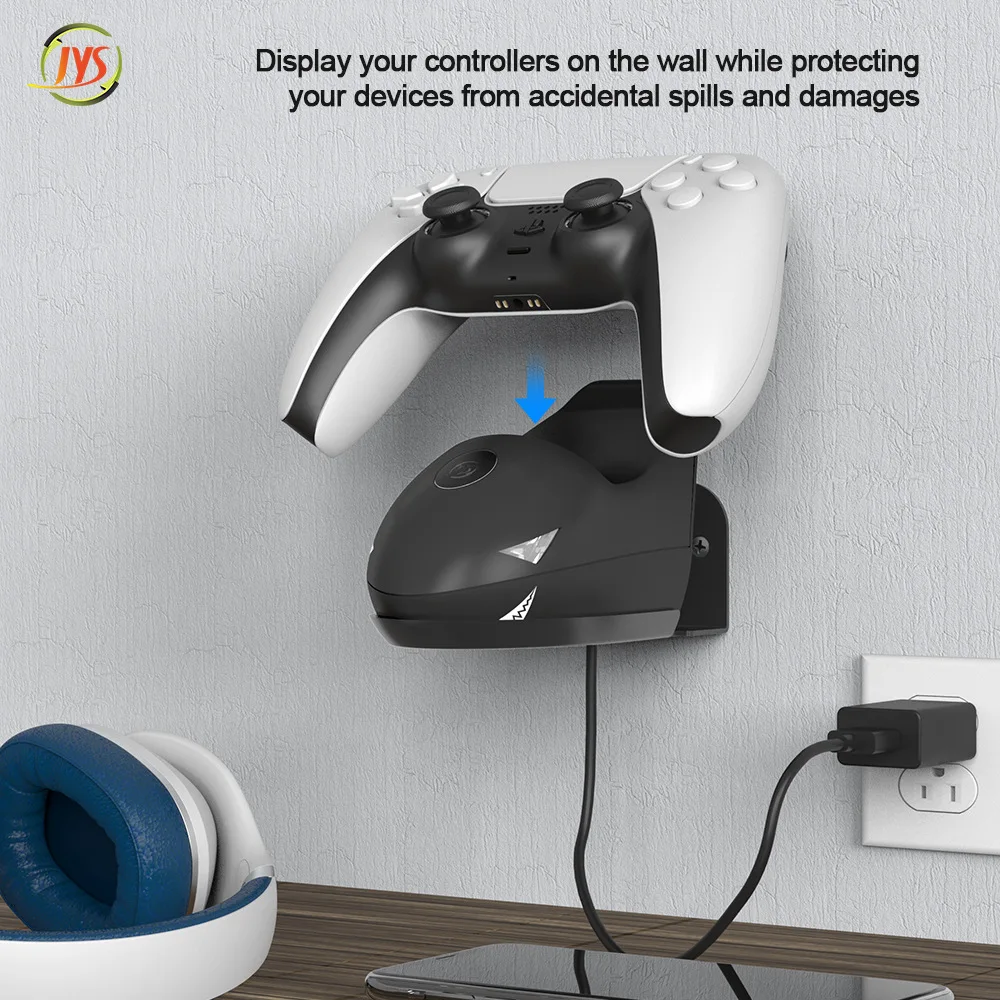 2023 Wall mount shark carregador rápido para PS5 controlador salvando jogo Display Light Para P5 Console Single Seat Chargeing