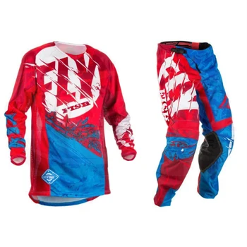 New Fly Fish Motocross MX Racing Suit Pants &amp; Jersey Combos Moto Dirt Bike ATV Gear Set Red/Black