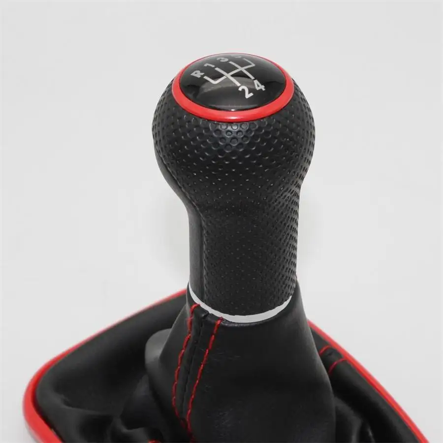 For VW Golf 4 MK4 1999 2000 2001 2002 2003 2004 2005 Car 5 / 6 Speed 23mm Red Line Gear Stick Shift Knob With PU Leather Boot