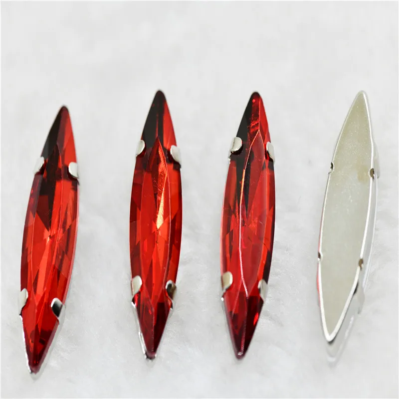 10x35mm 4x15mm Navette stenen Kerst stijl witte k klauw instelling voor sieraden of jurk tassen opnaaien