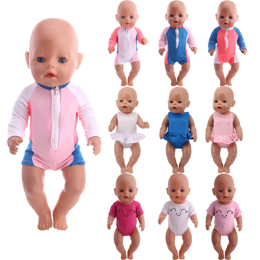 Doll Suit Jumpsuit,Swimsuit,Pink Smile Romper For 18Inch American Doll Clothes,43 Cm Reborn Baby Girl Toy,Generation Gift