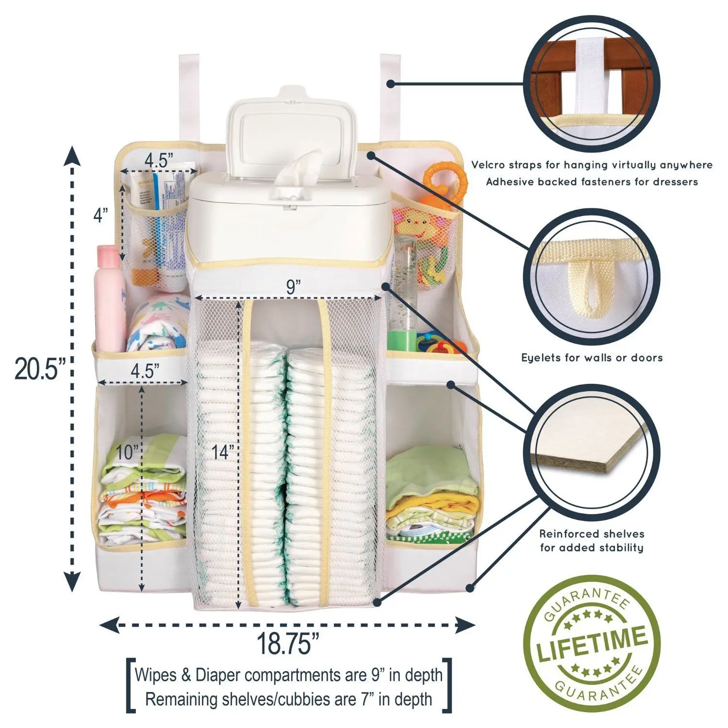 Organizzatore porta pannolini per bambini Caddy salviette ripiano per neonati cambio tasca pulita Nursery impilatore Dex