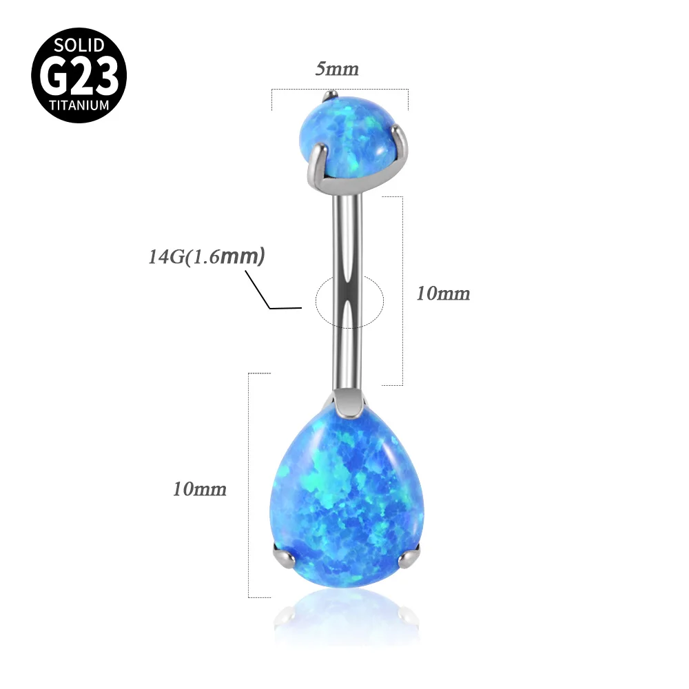 1 قطعة G23 الصلبة التيتانيوم البطن زر خواتم الشق مجموعة مزدوجة أوبال والزركون البطن السرة ثقب خواتم 14 جرام ثقب البطن #4