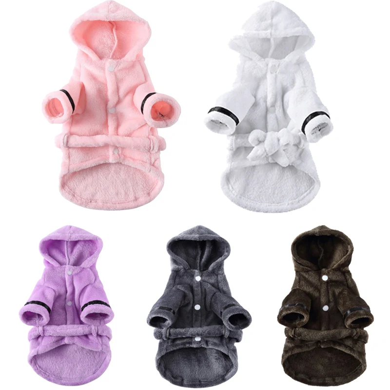 Pet Dog Towel Pajama With Hood Thickened Luxury Soft Cotton Hooded Bathrobe Quick Drying And Super Absorbent Dog Bath Towel