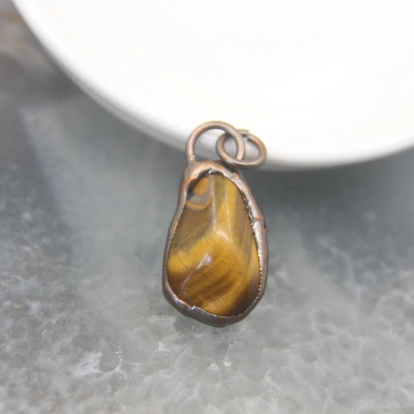 Bronze Natural Yellow Crystal Raw Rough Irregular Quartz Antique Copper Pendant Vintage Necklace/Bracelet/Earring Jewelry Making