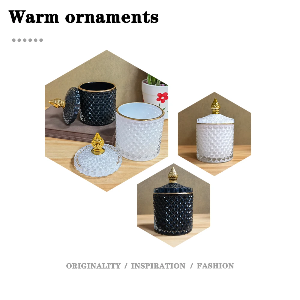 Luxury Glass Art Jar Aromatherapy Bottle With Lid Minimalist Household Cotton Storage Box Swab Accessory Jewelry Food Container
