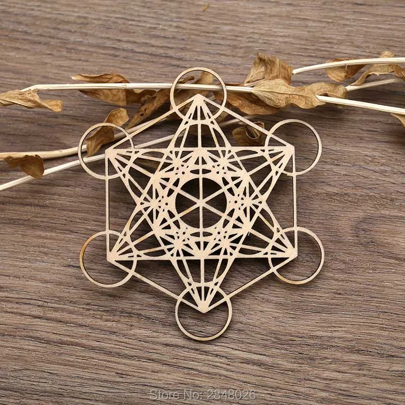 Metatron's Cube Charging Grid Sacred geometry coaster,engraved wood crystal grid plate wooden Coaster,Wall Art Home Decor