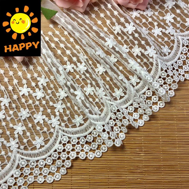 20CM Wide Luxury White Lace Embroidery Flowers Collar Trim Appliques Children Women Apparel Lace Fabric DIY Sewing Accessories