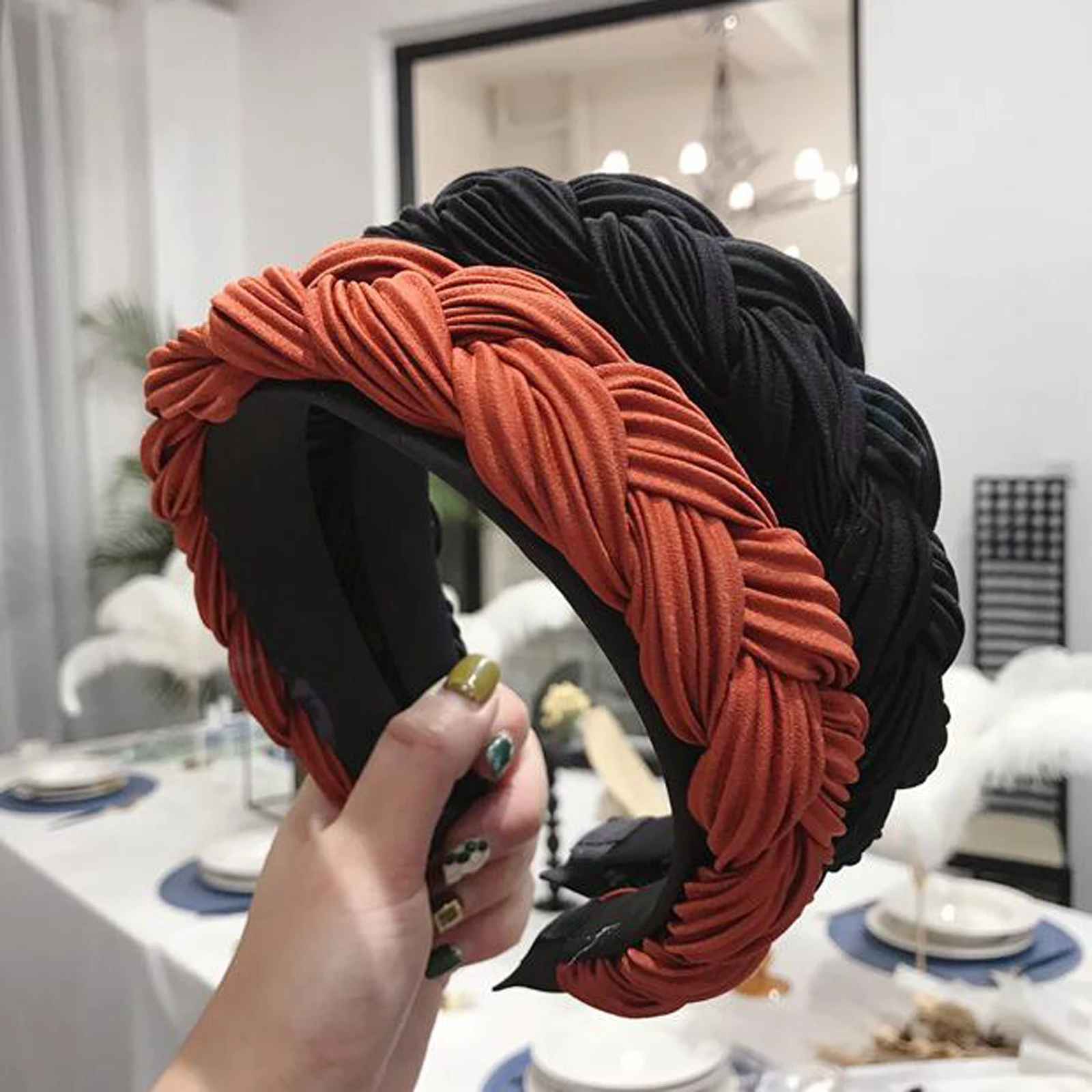 New Fashion Women Hairband Cross Knot Braid Headband Adult Autumn Winter Headwear Wide Side Turban Hair Accessories