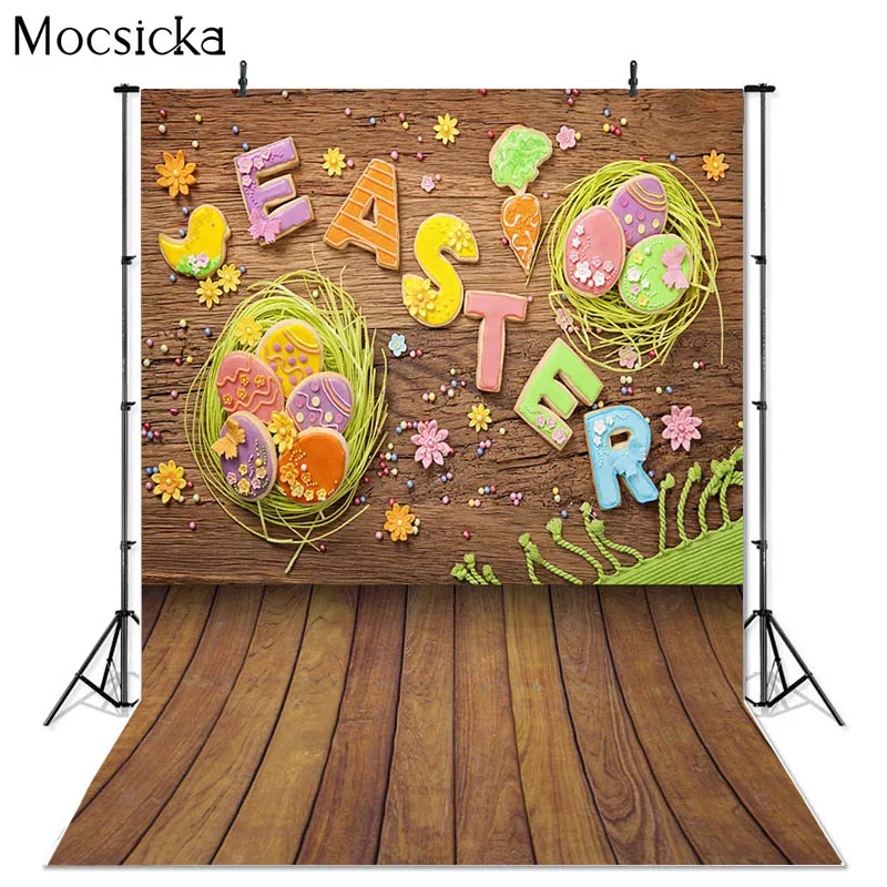 Mocsicka Easter Theme Photography Background Egg Drawing Board Decoration Props Baby Shower Birthday Party Photo Backdrop Studio