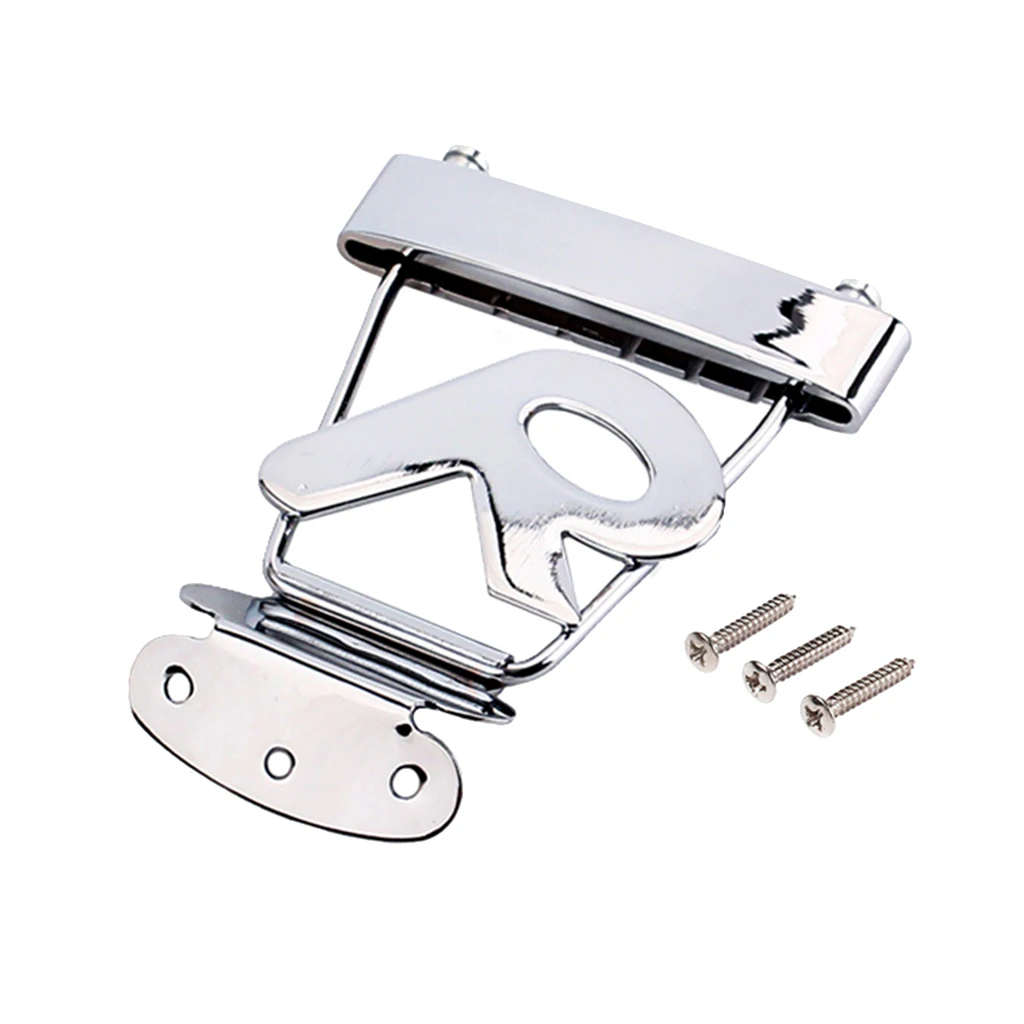 Acoustic Guitar Bass Accessories of 6 String Tailpiece Bridge Chrome R Trapeze Silver, Easy to Install