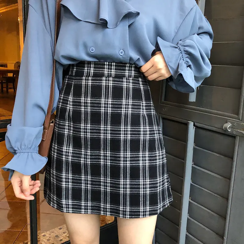 Skirts Women Retro Plaid Summer Mini Skirt A-line Ulzzang High Waist Students New Arrival Fashion Girls Female Stylish Fit 2XL