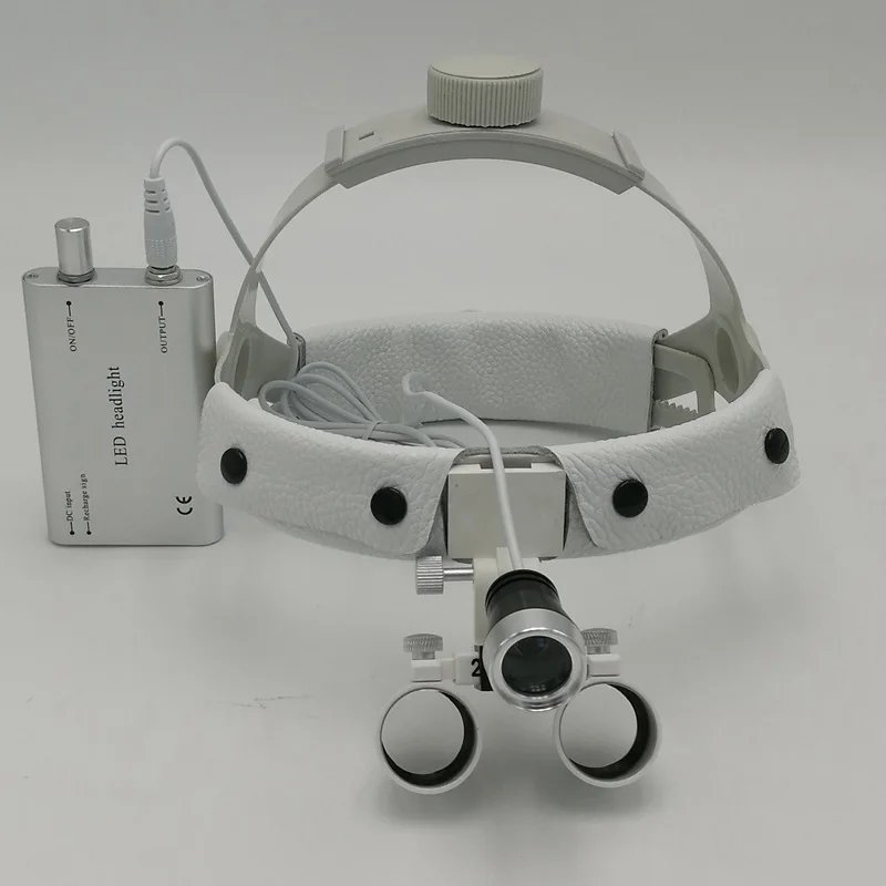 2.5X / 3.5X Binocular Dental Loupes with Head Light Surgery Surgical Helmet Magnifier Dentist Medical Magnifying Glasses